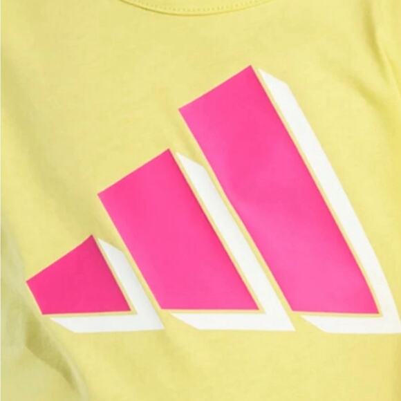 Adidas Girl’s T-Shirt Shorts Set Yellow Pink Size 5 NWT - Picture 4 of 6